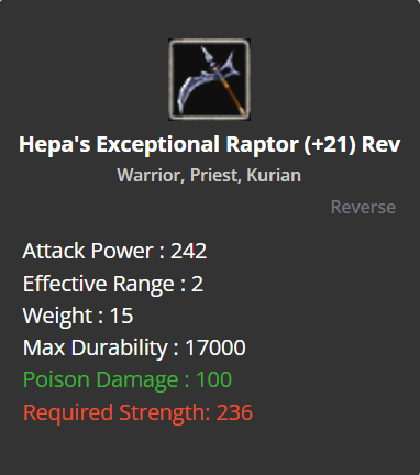 Hepa's Exceptional Raptor +21 (Reverse)
