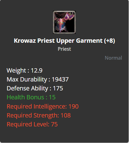 Krowaz Priest Upper Garment +8