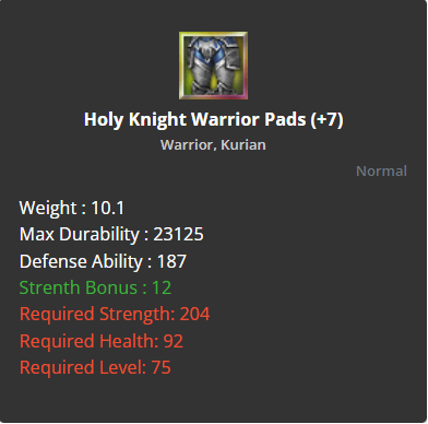 Holy Knight Warrior Pads +7